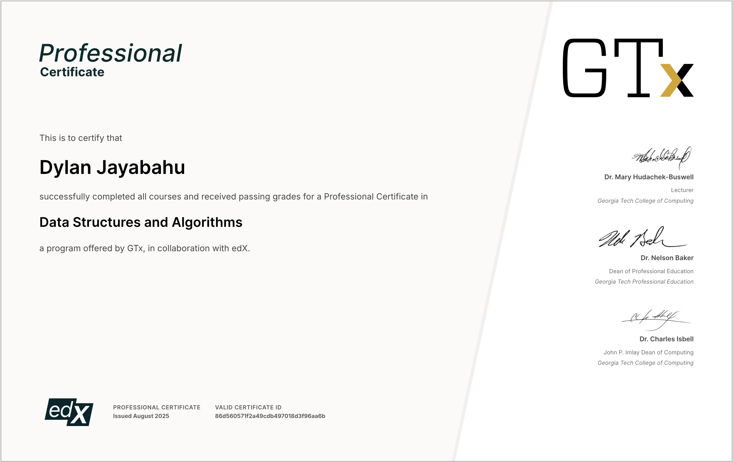 Data structures and algorithms Professional Certificate